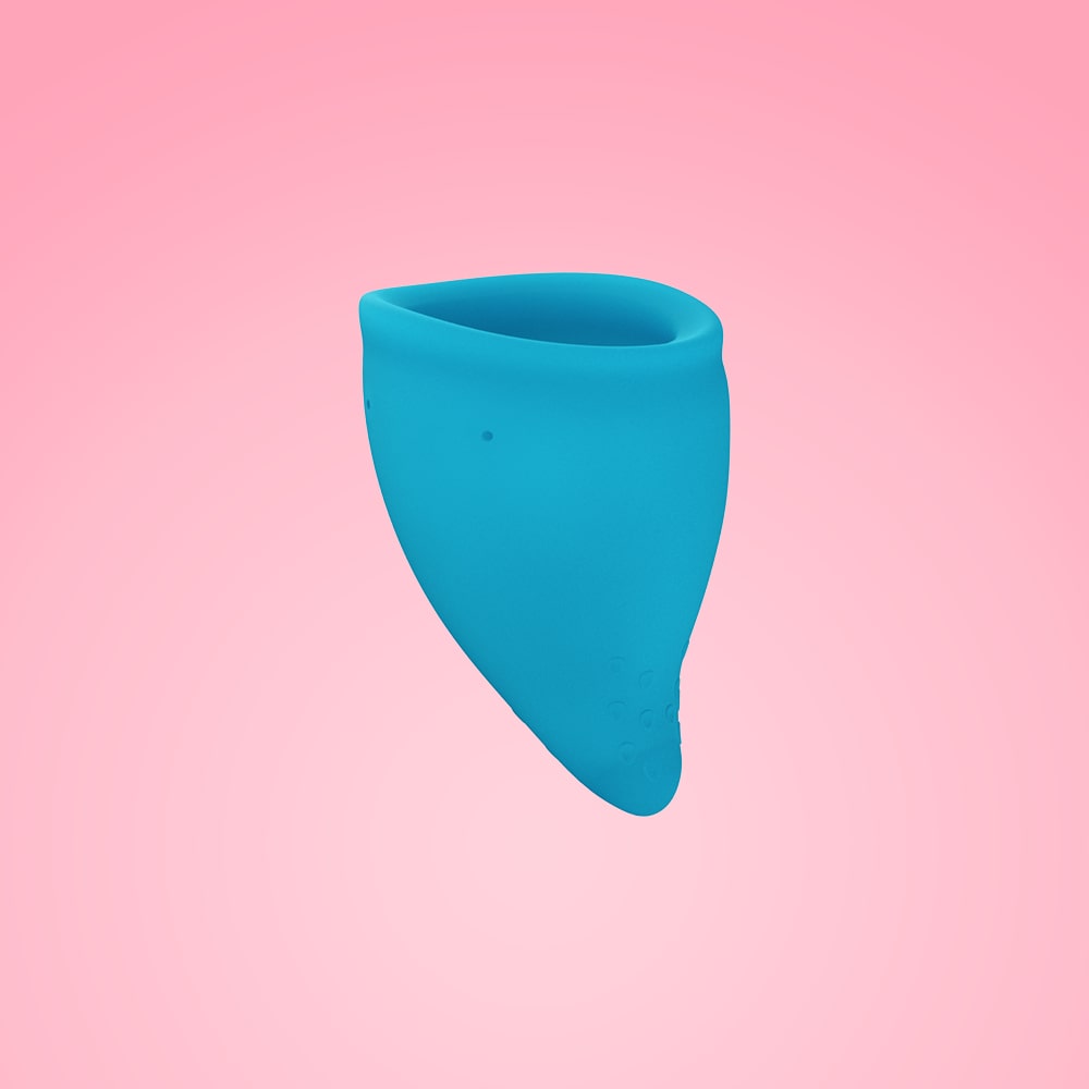 un Factory Fun Cup Explore Kit with two menstrual cups and black antimicrobial storage pouch