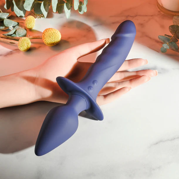 Dual-ended silicone vibrator with realistic shaft and tapered plug – Gender-X Dual Defender Double Duty