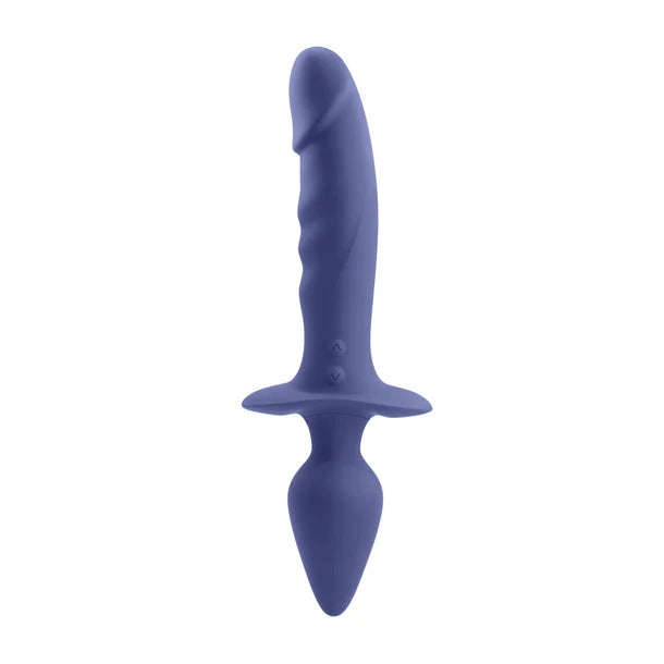 Dual-ended silicone vibrator with realistic shaft and tapered plug – Gender-X Dual Defender Double Duty