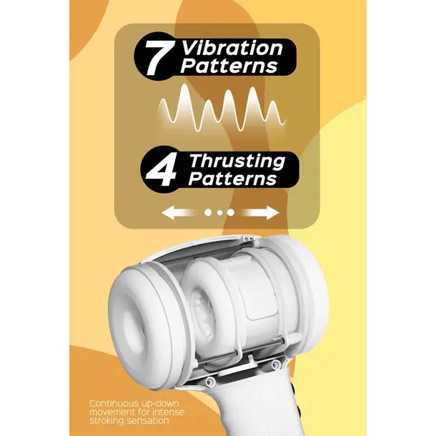 Honey Play Box Faye Open-ended Thrusting Male Masturbator with 7 vibration patterns and 4 thrusting modes for customizable pleasure.