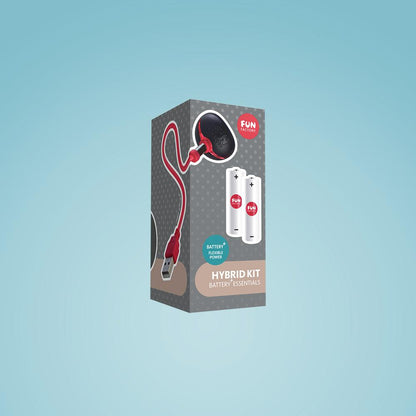 AAA battery and CLICK N CHARGE cable laid out for Fun Factory toys