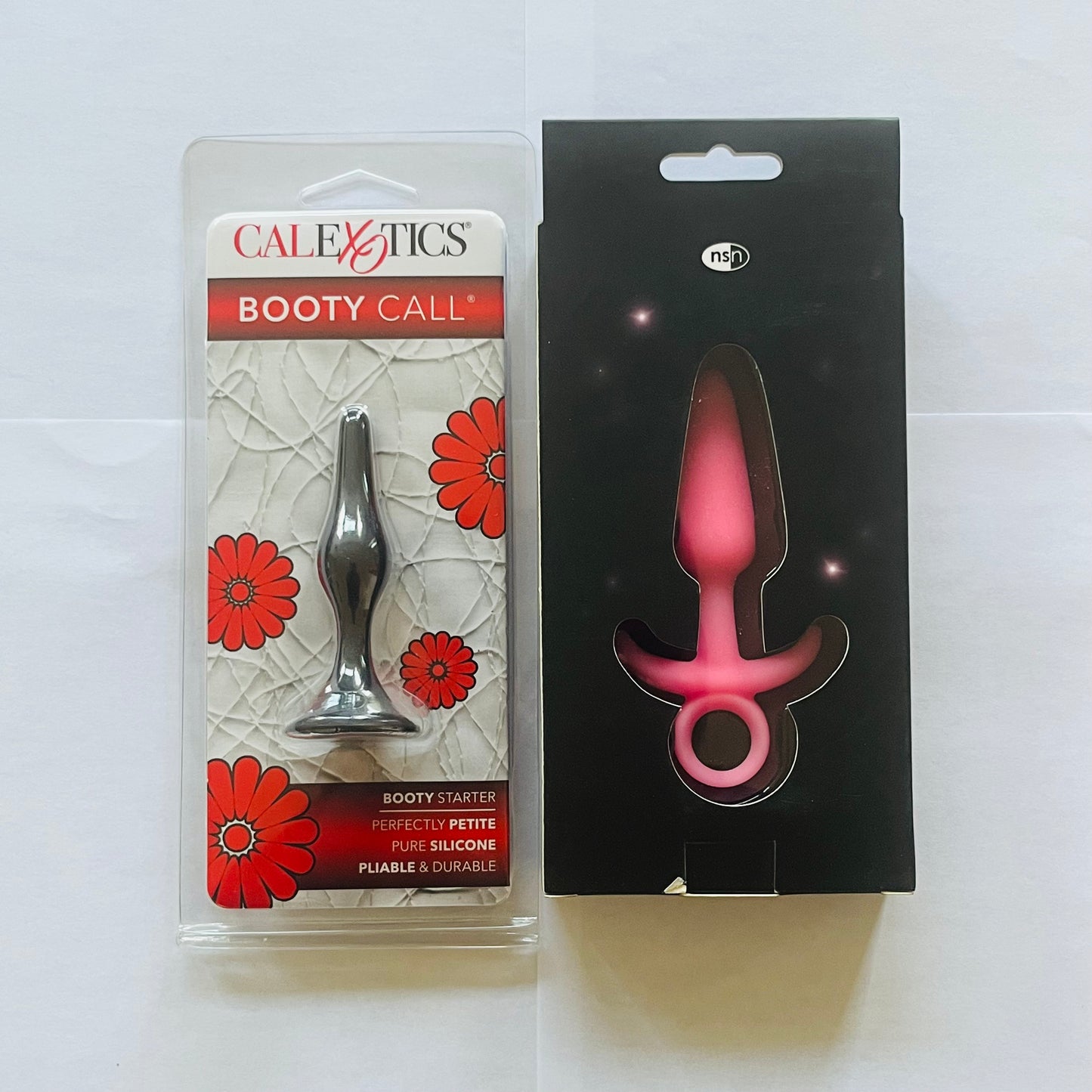 Bundle:CalExotics Booty Call Booty Starter Plug Black & NS Firefly Prince Small Plug Pink