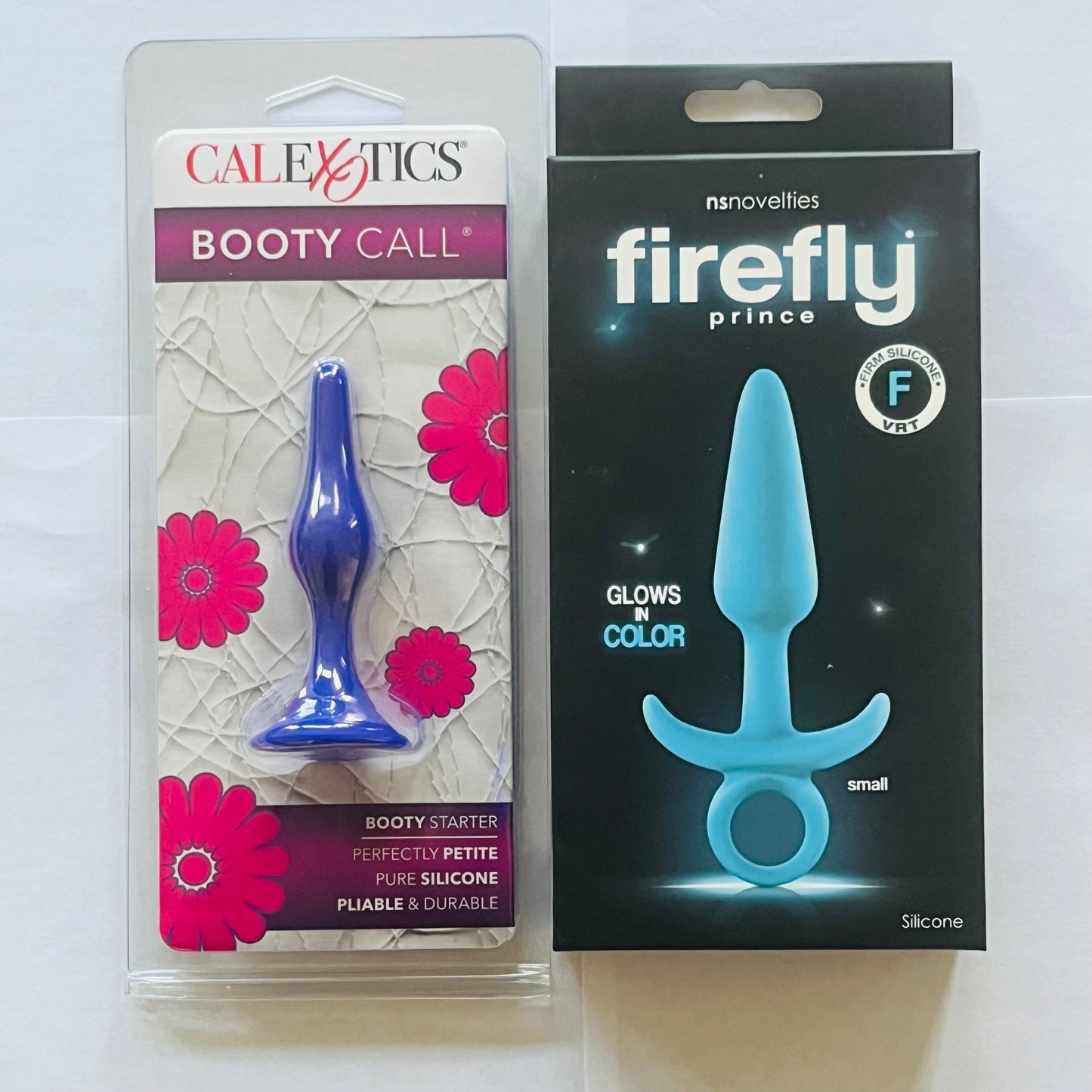 Bundle:CalExotics Booty Call Booty Starter Plug Black & NS Firefly Prince Small Plug Blue
