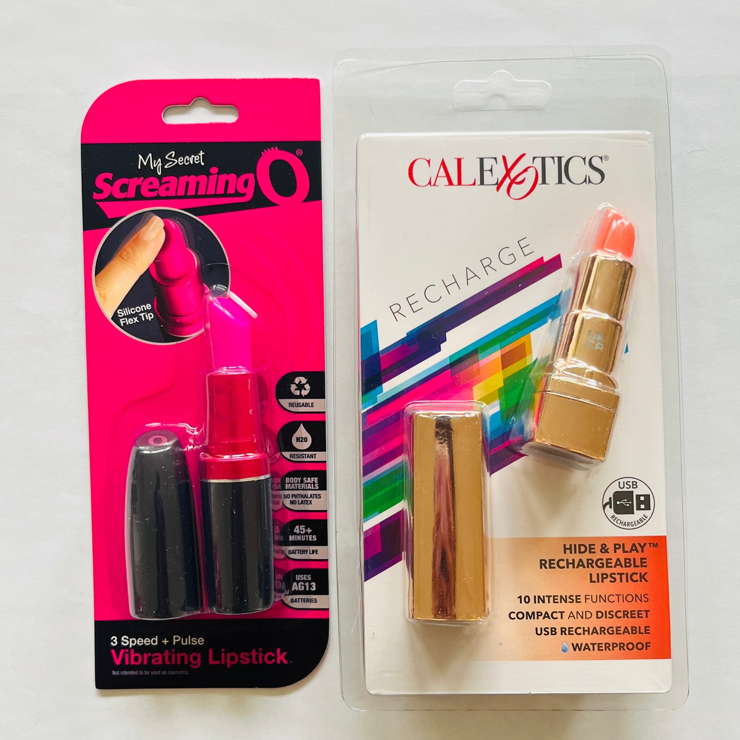 Bundle: Screaming O My Secret Vibrating Lipstick & CalExotics Hide and Play Lipstick Vibrator Orange