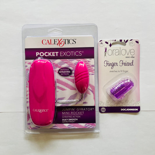 Bundle: CalExotics Jumpin Gyrator Mini Rocket Vibe & Doc Johnson Oralove Finger Friend Mini Vibrator