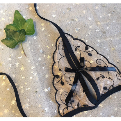 Sheer Embroidered Open Cup Lingerie Set