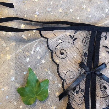 Sheer Embroidered Open Cup Lingerie Set
