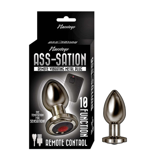 Ass-Sation Remote Vibrating Metal Plug Silver Black