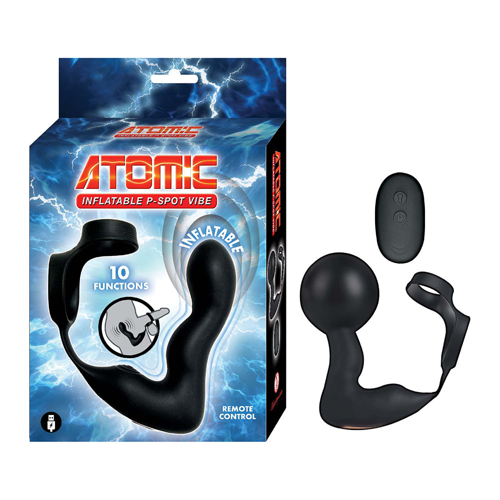 Nasstoys Atomic Inflatable P-Spot Vibe – prostate massager with cock ring and remote

