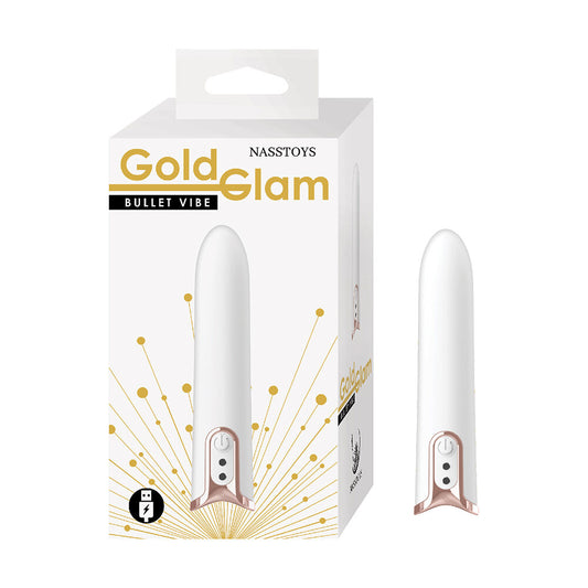 NassToys Gold Glam Bullet compact rechargeable silicone vibrator