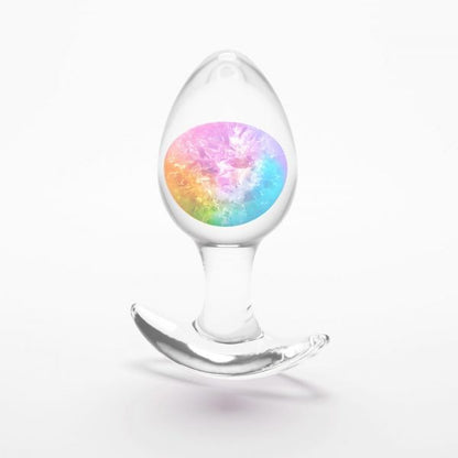 Silicone plug with internal glass marble in assorted starlight colors