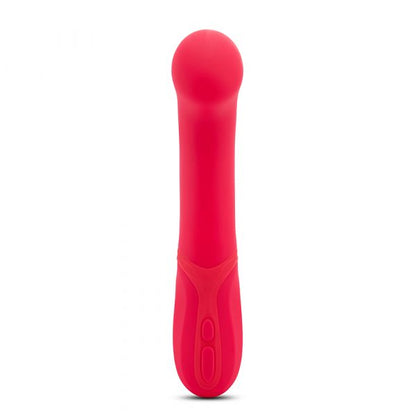 Nü Sensuelle Luna Velvet Touch Vibe – angled liquid silicone G-spot vibrator in teal with turbo boost button