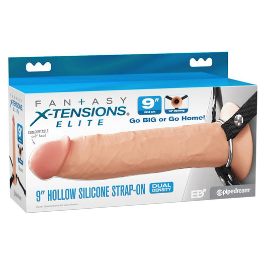Fantasy X-Tensions Elite 9″ Hollow Strap-On with dual-density Elite Silicone and adjustable harness