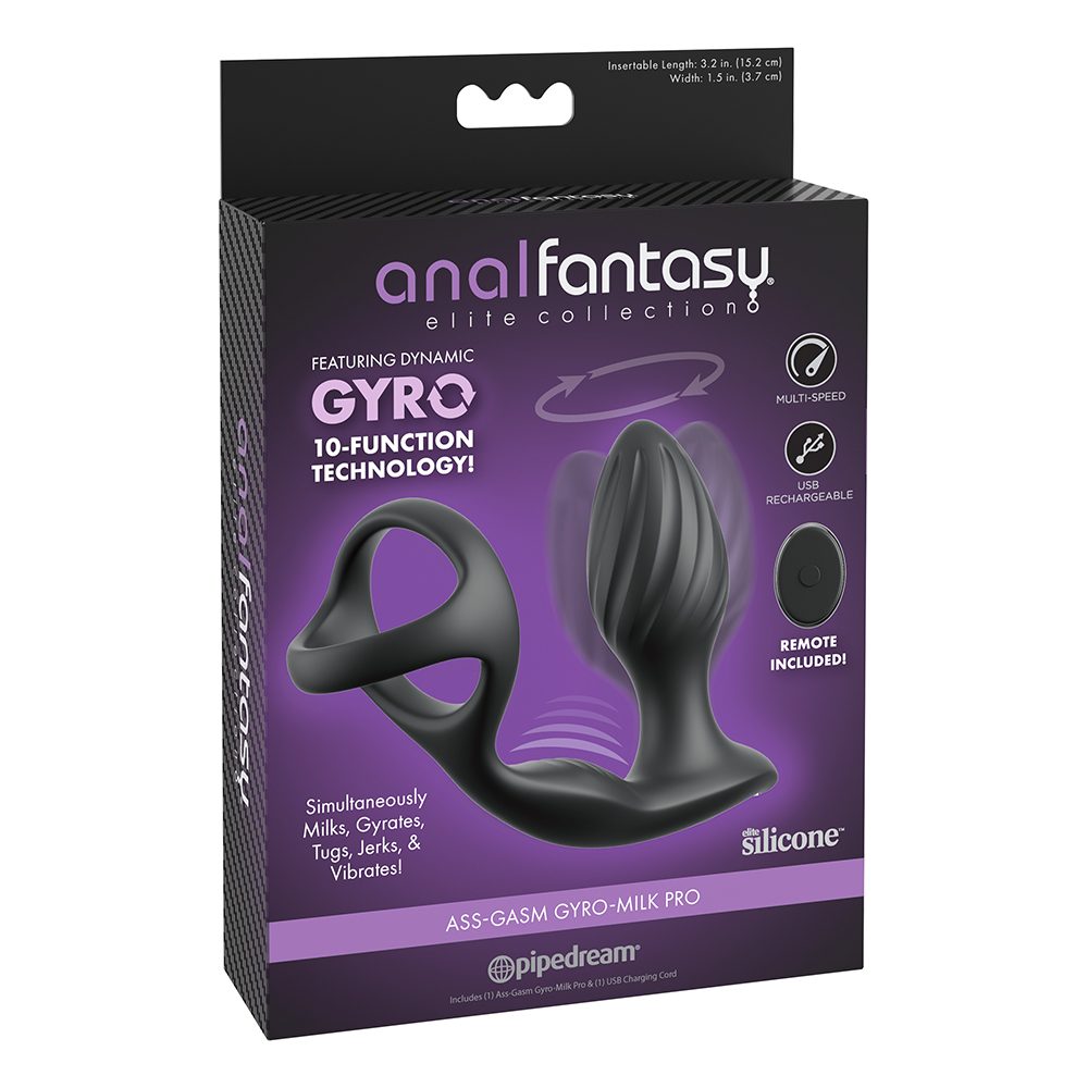 “Pipedream Ass-Gasm Gyro-Milk Pro automated prostate milking plug with gyration, vibration, and c-ring