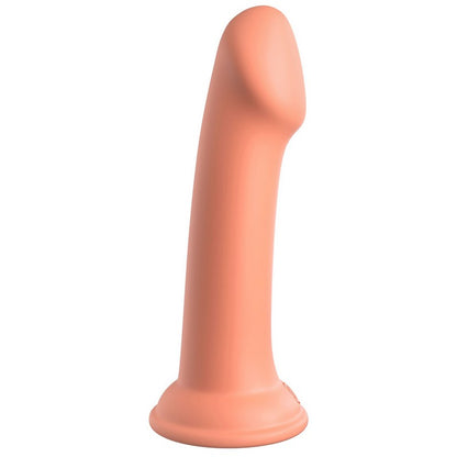 Peach-colored silicone butt plug on a white background
