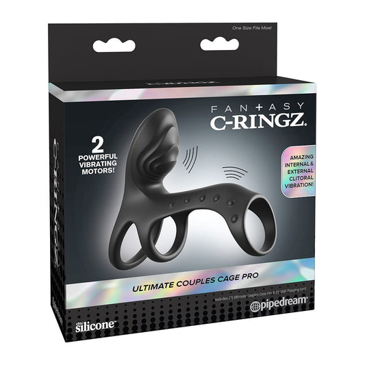 Pipedream C-Ringz Ultimate Couples Cage Pro triple-motor vibrating silicone cock ring