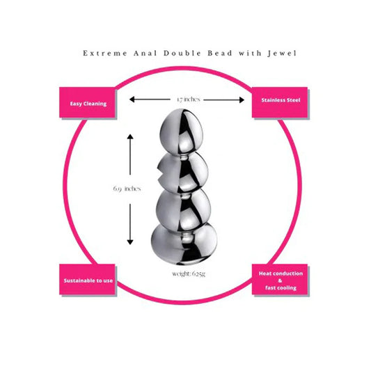 Extreme Anal Triple Bead | XL Stainless Steel Plug