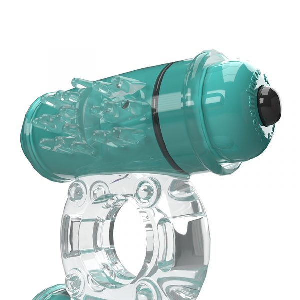 Screaming O 4B Double Wammy vibrating cock ring – clear stretchy ring with dual motors, waterproof and beginner-friendly couples toy.