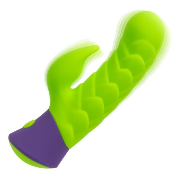 California Exotics Rave Dragon G waterproof silicone dual vibrator with rippled shaft and flickering teaser