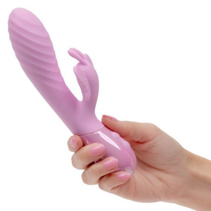 CalExotics Aura Dual Flutter – dual-motor rippled silicone vibrator with fluttering butterfly clitoral stimulator, waterproof and rechargeable