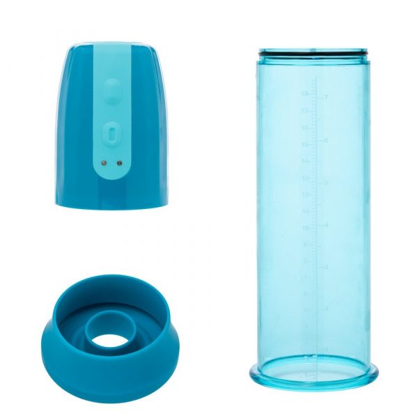 CalExotics Optimum Series Rechargeable Advanced Waterproof Pump – automatic suction penis pump with silicone donut and clear measurement cylinder