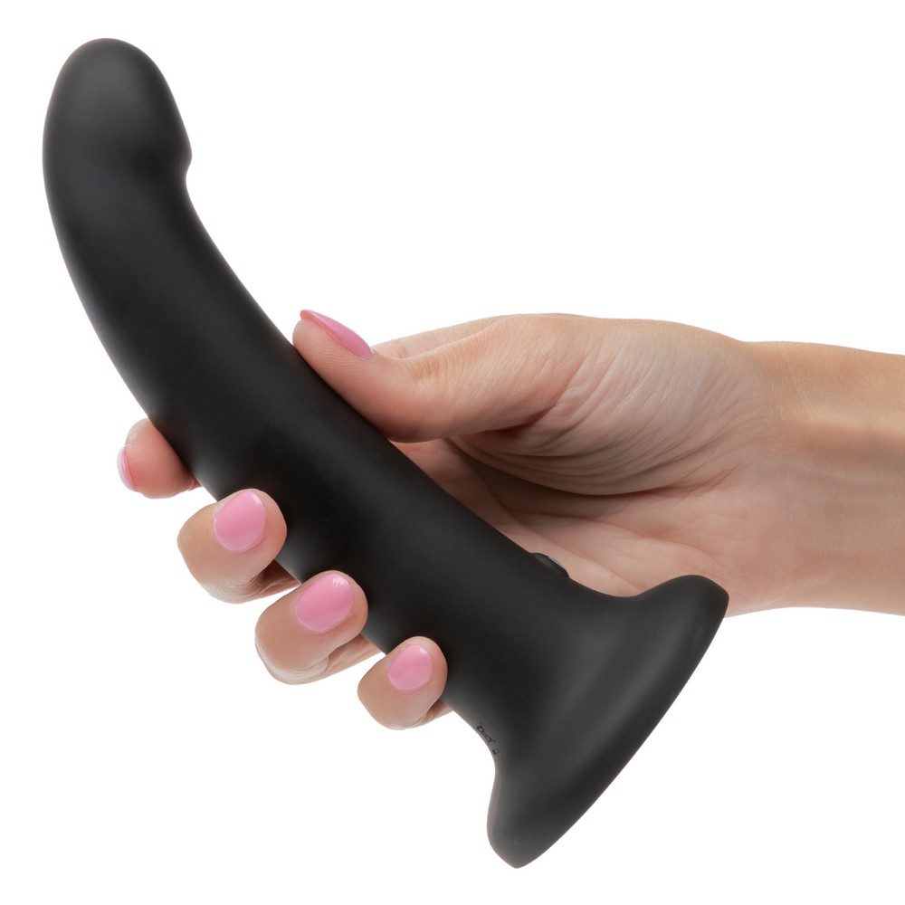 CalExotics Onyxxx Rechargeable Rider Probe – curved silicone vibrating dildo with suction cup base and waterproof rechargeable design