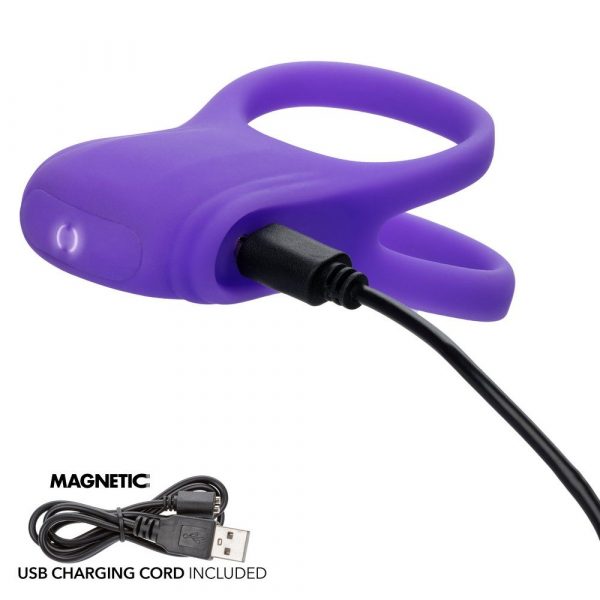 CalExotics Basic Essentials Rechargeable Dual Support Ring – silicone vibrating couples ring with dual support and waterproof rechargeable design