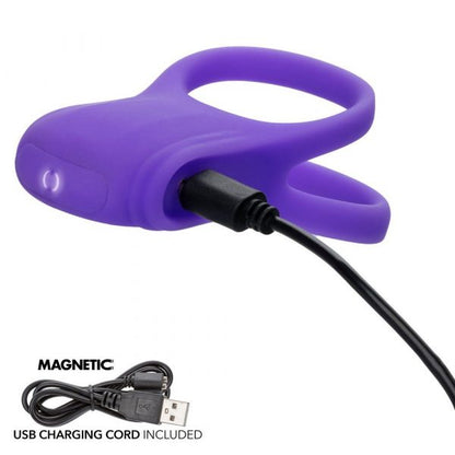 CalExotics Basic Essentials Rechargeable Dual Support Ring – silicone vibrating couples ring with dual support and waterproof rechargeable design