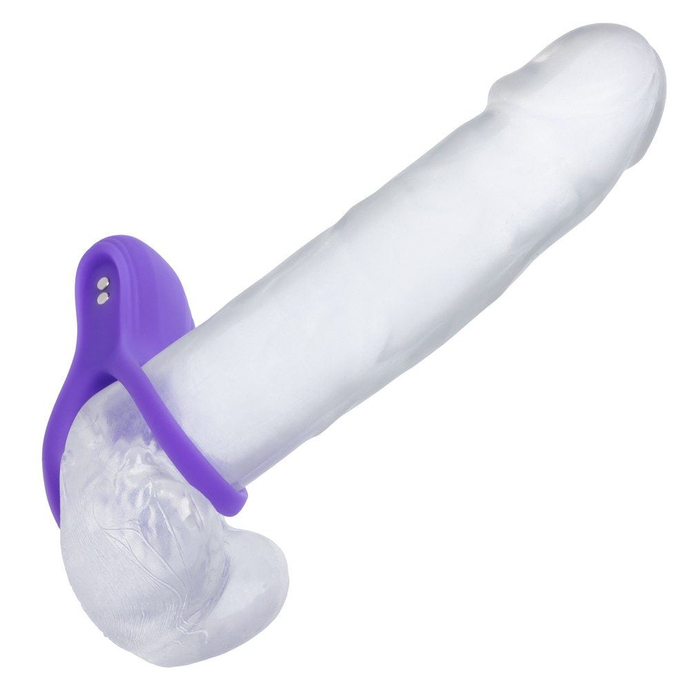 CalExotics Basic Essentials Rechargeable Dual Support Ring – silicone vibrating couples ring with dual support and waterproof rechargeable design