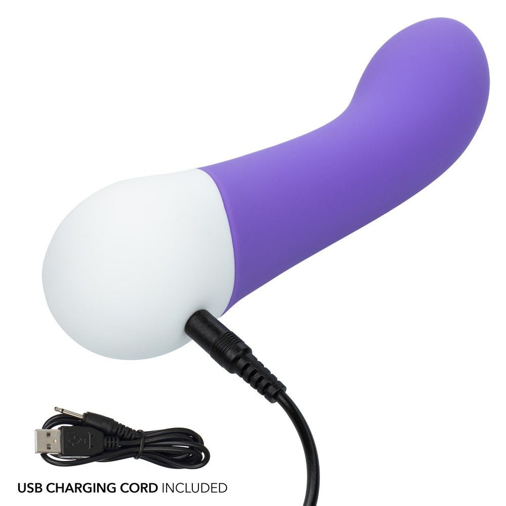 CalExotics Basic Essentials Rechargeable G – curved silicone G-spot vibrator with 10 speeds and waterproof rechargeable design