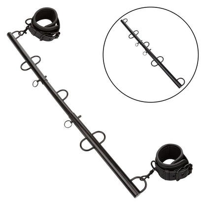 CalExotics Nocturnal Collection Spreader Bar with adjustable length, detachable ankle cuffs, and swivel D-rings for stylish BDSM restraint play
