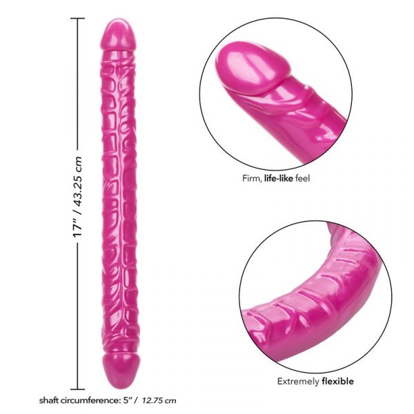 Pink toy with detailed measurements and close-up views on a white background