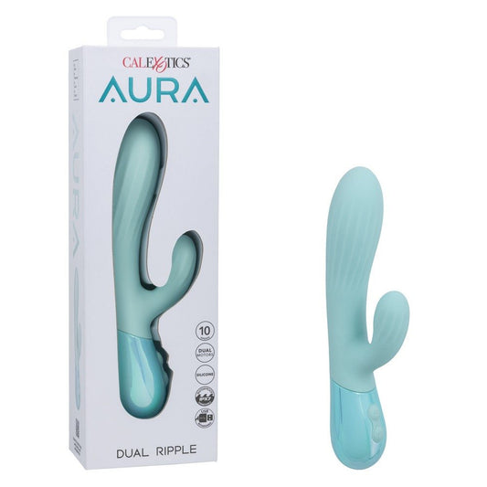 California Exotics Aura Dual Ripple waterproof dual silicone massager in ripple design