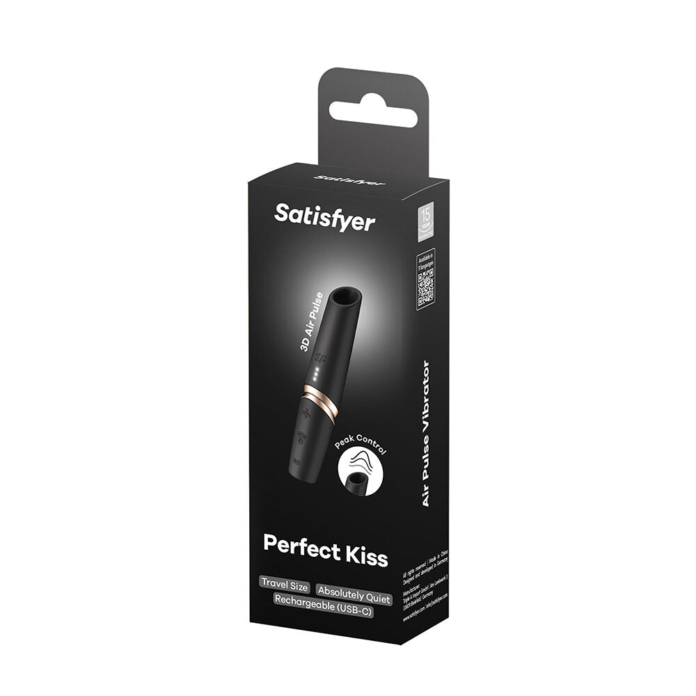 Satisfyer Perfect Kiss compact air pulse clitoral stimulator with silicone body