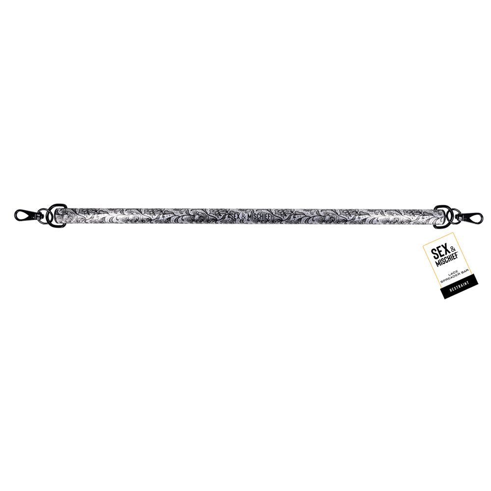 Sportsheets lace-pattern metal spreader bar with gate clips and D-rings