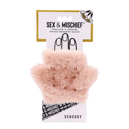 Sportsheets Peaches ’n CreaMe spiked sensory glove with faux fur palm and Lycra back