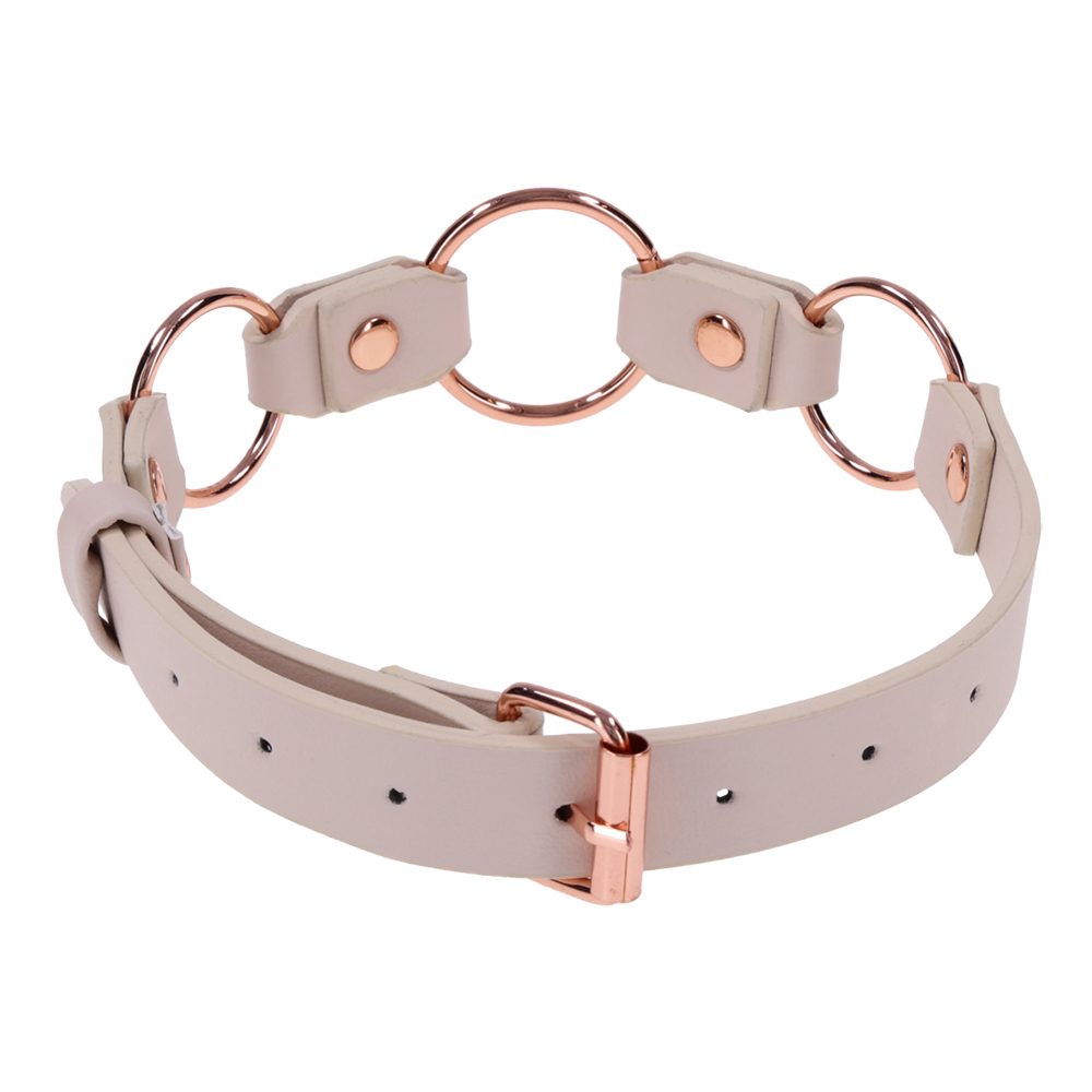 Sportsheets Peaches ’n CreaMe ring day collar with faux leather and rose gold hardware