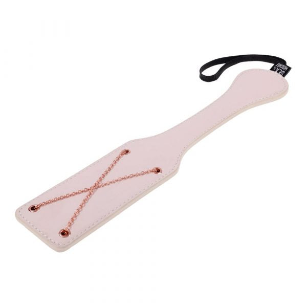 Sportsheets Peaches ’n CreaMe chain impression paddle with faux leather and rose gold chains