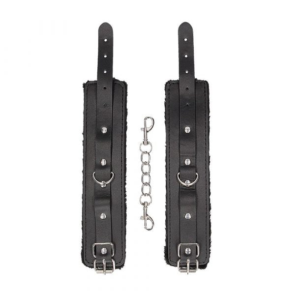 Shots Ouch! Plush Bonded Leather Handcuffs – Adjustable Black Wrist Restraints