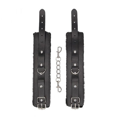 Shots Ouch! Plush Bonded Leather Handcuffs – Adjustable Black Wrist Restraints