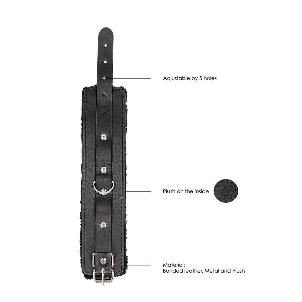Shots Ouch! Plush Bonded Leather Handcuffs – Adjustable Black Wrist Restraints
