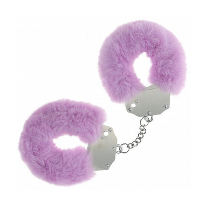 Fluffy metal handcuffs with soft faux fur and keys for bondage play