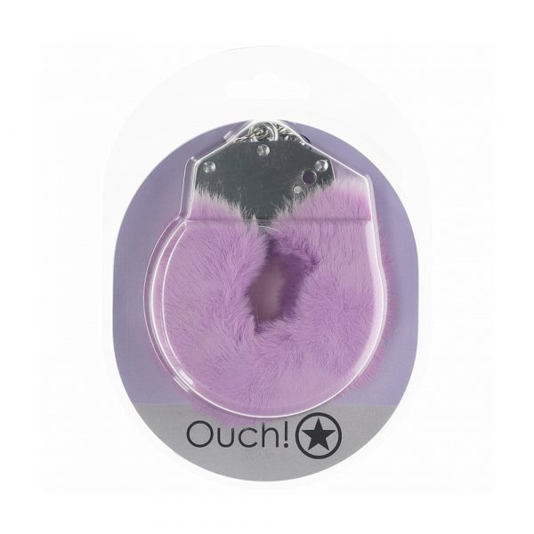 Fluffy metal handcuffs with soft faux fur and keys for bondage play