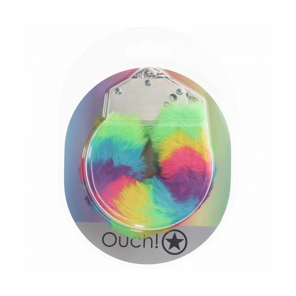 Colorful tie-dye product with 'Ouch!' branding on a white background