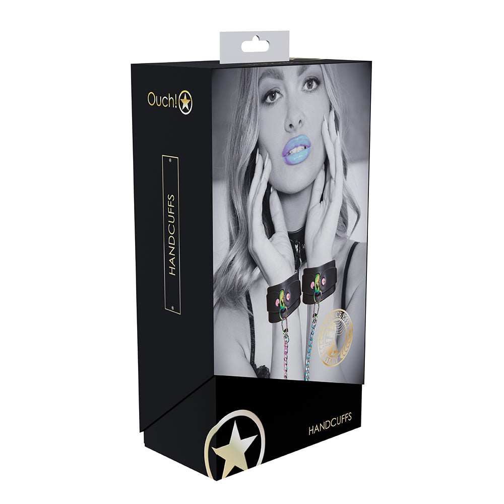 Shots Ouch! Venice Collection Handcuffs – Iridescent Black Bondage Cuffs