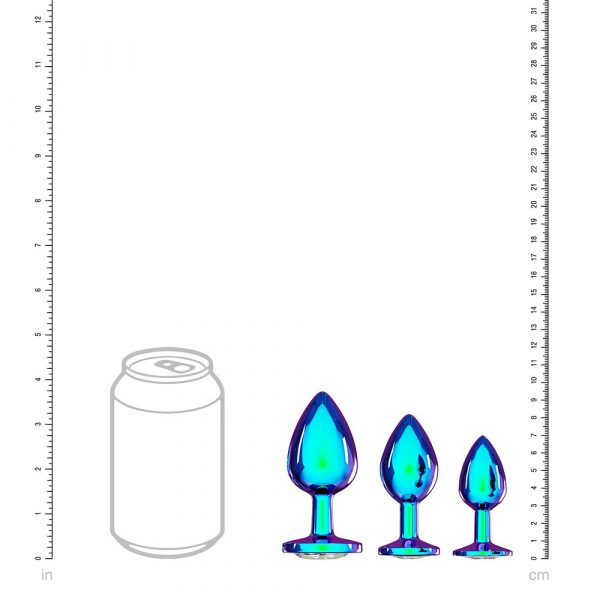 Shots Venice Collection Iridescent Anal Plug Set – 3 Sizes with Jewel Bases