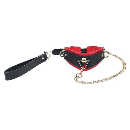 Shots Milan Collection PU Leather Collar with iridescent hardware and leash