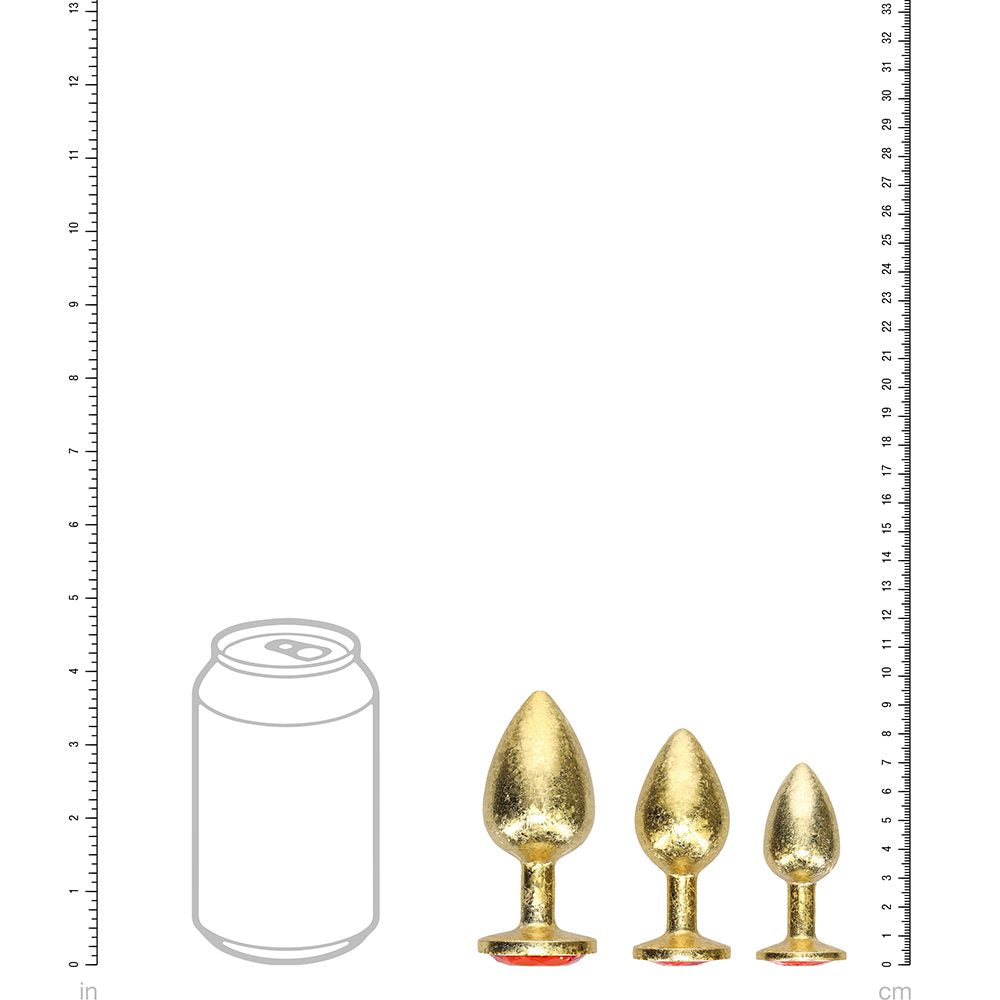 Shots Milan Collection Gold Anal Plug Set – 3 Sizes with Jewel Bases