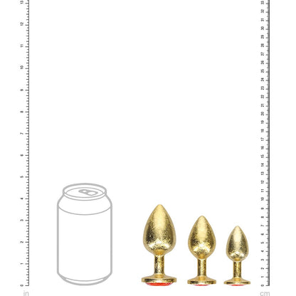 Shots Milan Collection Gold Anal Plug Set – 3 Sizes with Jewel Bases