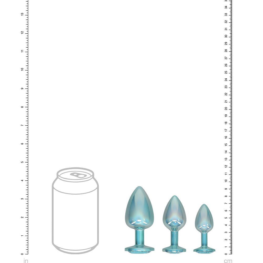 Shots Paris Collection Blue Anal Plug Set – 3 Sizes with Jewel Bases